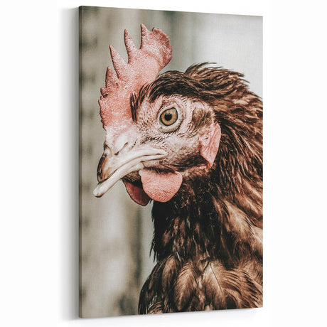 Farmhouse Wall Art - Rustic Close-Up of Chicken for Country Decor