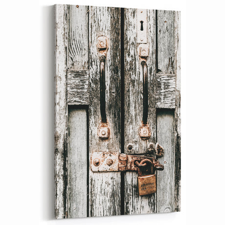 Farmhouse Wall Art - Weathered Door with Vintage Lock for Rustic Decor