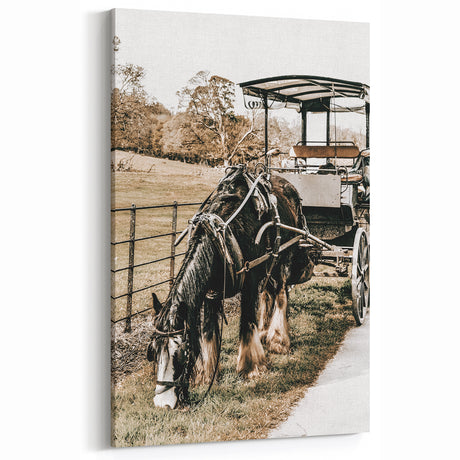 Rustic Horse and Carriage Wall Art | Vintage Farmhouse Decor for Country Homes