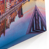 Polish Landscape Paintings - Gdańsk Waterfront Reflection at Dawn