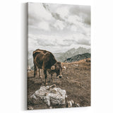 Mountain Cow Grazing Wall Art | Rustic Farmhouse Decor for Country Homes