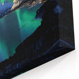 Northern Lights Norway Art - Fjord and Snowy Mountains Under Aurora