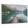 Fjords of Norway Canvas - Serene Mountain Pier and Reflective Water