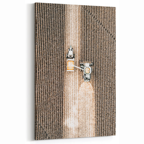 Aerial Tractor in Field Wall Art | Rustic Farmhouse Decor for Country Homes