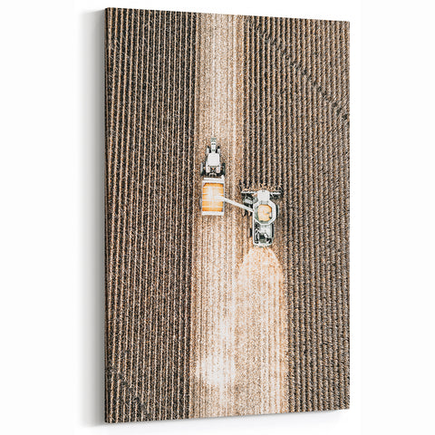 Aerial Tractor in Field Wall Art | Rustic Farmhouse Decor for Country Homes