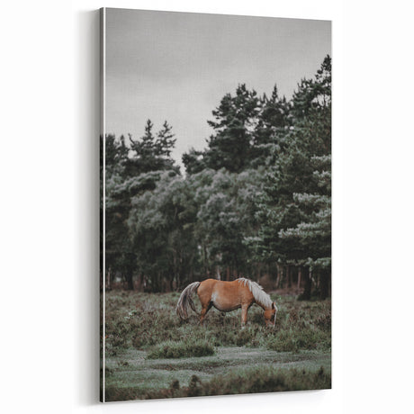 Rustic Horse Grazing Wall Art – Vintage Farmhouse Nature Scene Print
