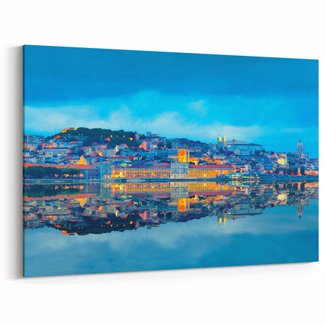 Lisbon Cityscape Painting - Nighttime Waterfront View of Lisbon Landmarks