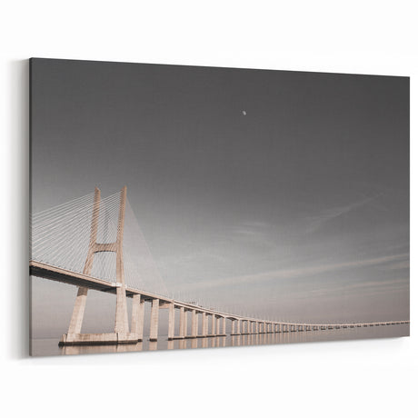 Lisbon Canvas Prints - Vasco da Gama Bridge in Monochrome Elegance
