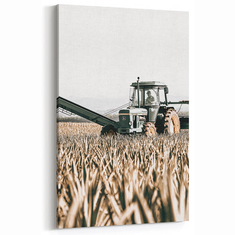 Rustic Farmhouse Wall Art of Vintage Tractor in Field - Country Style Decor