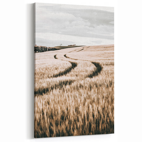 Vintage Farmhouse Wall Art of Wheat Field Path - Country Style Decor