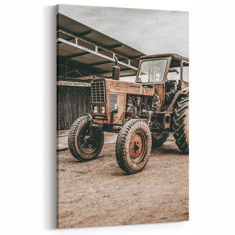 Vintage Farmhouse Wall Art of Rusty Tractor - Rustic Country Decor