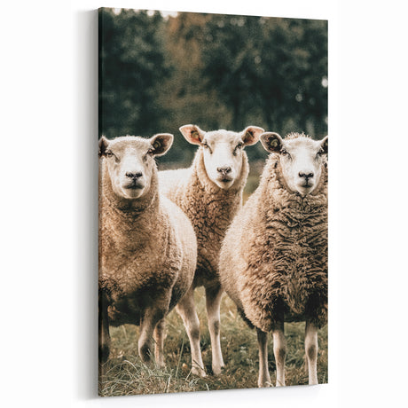 Farmhouse Wall Art of Sheep in Pasture - Rustic Country Style Decor