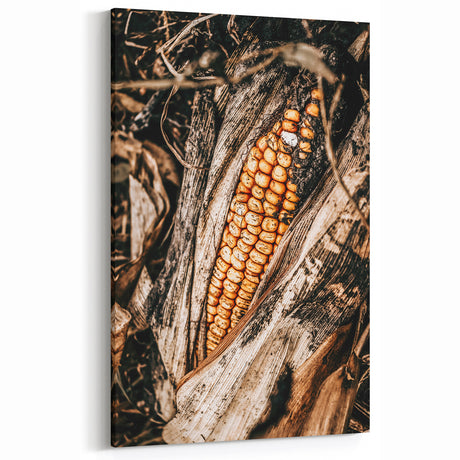 Vintage Farmhouse Wall Art – Rustic Corn Close-Up Print for Country Decor