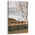 Farmhouse Wall Art – Countryside Hay Bales Field Print for Rustic Decor