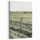 Farmhouse Wall Art – Green Pastures and Wooden Fence Print for Country Decor