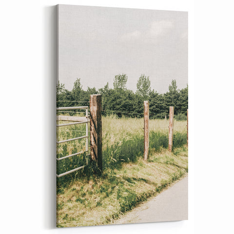 Farmhouse Wall Art – Rustic Fence and Gate Print for Country Decor