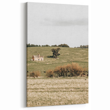 Farmhouse Wall Art - Vintage Country Home with Rolling Green Hills