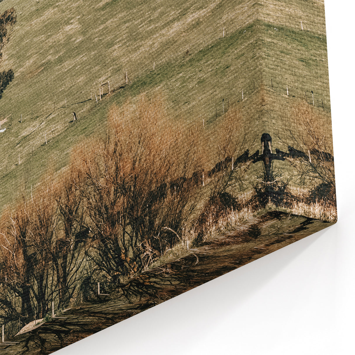 Farmhouse Wall Art - Vintage Country Home with Rolling Green Hills