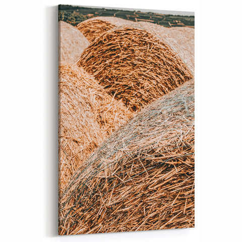 Farmhouse Wall Art - Rustic Close-Up of Hay Bales with Country Charm