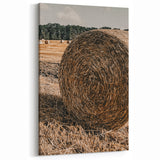Farmhouse Wall Art - Rustic Hay Bale in Golden Field with Country Charm