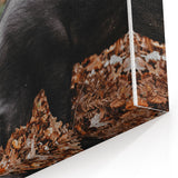 Farmhouse Wall Art - Pig Foraging in Autumn Leaves with Rustic Charm
