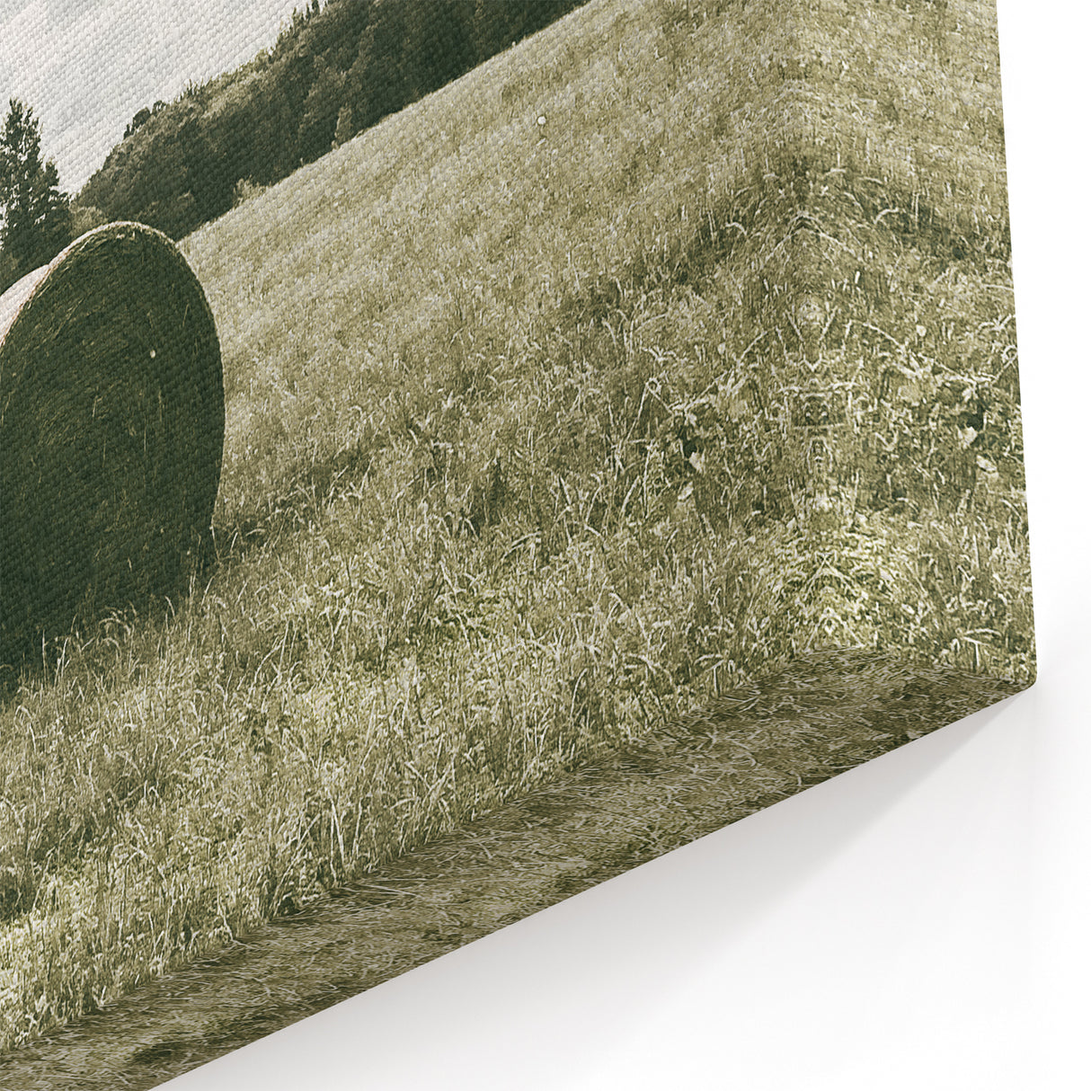Farmhouse Wall Art - Serene Hay Bales in Open Field with Rustic Charm
