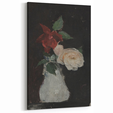 Dark Moody Wall Art - Minimalist Floral Vase for Elegant Home Decor