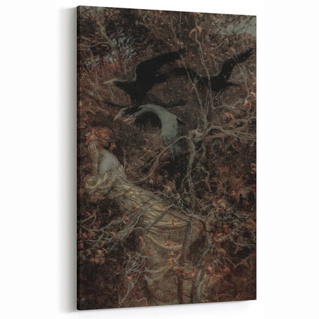 Dark Moody Wall Art - Haunting Crow Scene for Dramatic Interiors