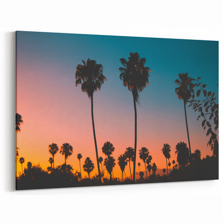 LA Sunset Palm Trees Art - Silhouetted Palms Against a Vibrant Sky