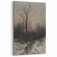 Dark Moody Winter Scene: Snowy Forest Walk Wall Art for Interiors