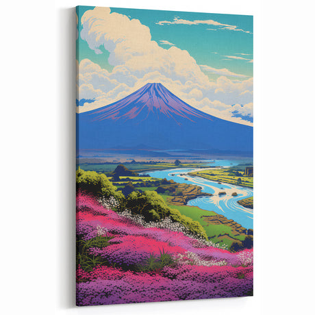 Vibrant Electric Mountain River Art – Modern Electric Wall Canvas