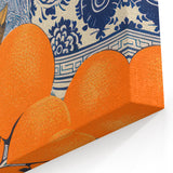 Electric Blue and Orange Citrus Canvas - Modern Electric Wall Decor