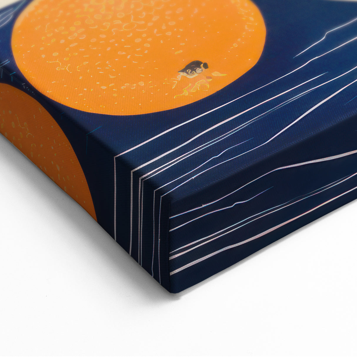 Electric Blue and Orange Citrus Canvas - Modern Electric Wall Decor
