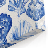 Blue Seashell Pattern Coastal Wall Art - Nautical Beach-Themed Decor Print