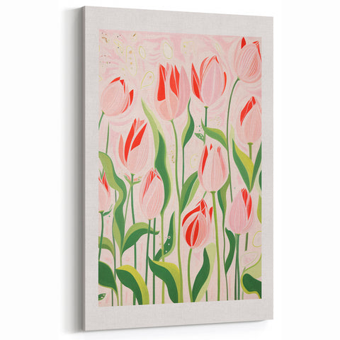Abstract Electric Tulips Canvas - Modern Floral Vibrant Wall Art Decor