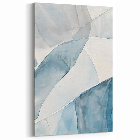 Abstract Blue and Gray Coastal Wall Art - Modern Nautical Decor Print