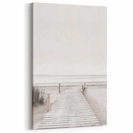 Minimalist Beach Boardwalk Coastal Wall Art - Seaside Nautical Decor