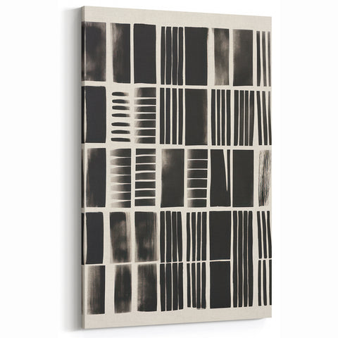 Modern Monochrome Grid Art Canvas - Electric Pattern Wall Decor