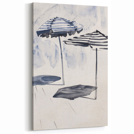 Minimalist Watercolor Beach Umbrellas Coastal Wall Art - Nautical Decor