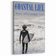 Black and White Surfer Coastal Wall Art - Magazine Style Ocean Print
