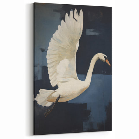 Electric Swan Art - Modern Abstract Electric Canvas - Navy Blue Decor