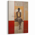 Abstract Electric Portrait Art - Modern Red and Beige Canvas Decor