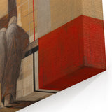 Abstract Electric Portrait Art - Modern Red and Beige Canvas Decor