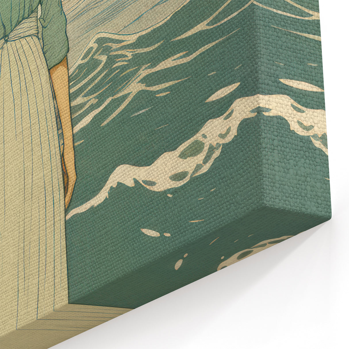Serene Electric Coastal Art - Woman by the Sea Canvas - Minimal Decor