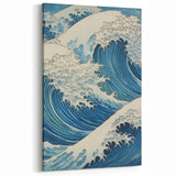 Electric Ocean Wave Art - Dynamic Blue Canvas Print - Coastal Decor
