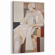 Modern Abstract Electric Art - Cubist Portrait Canvas - Beige Decor