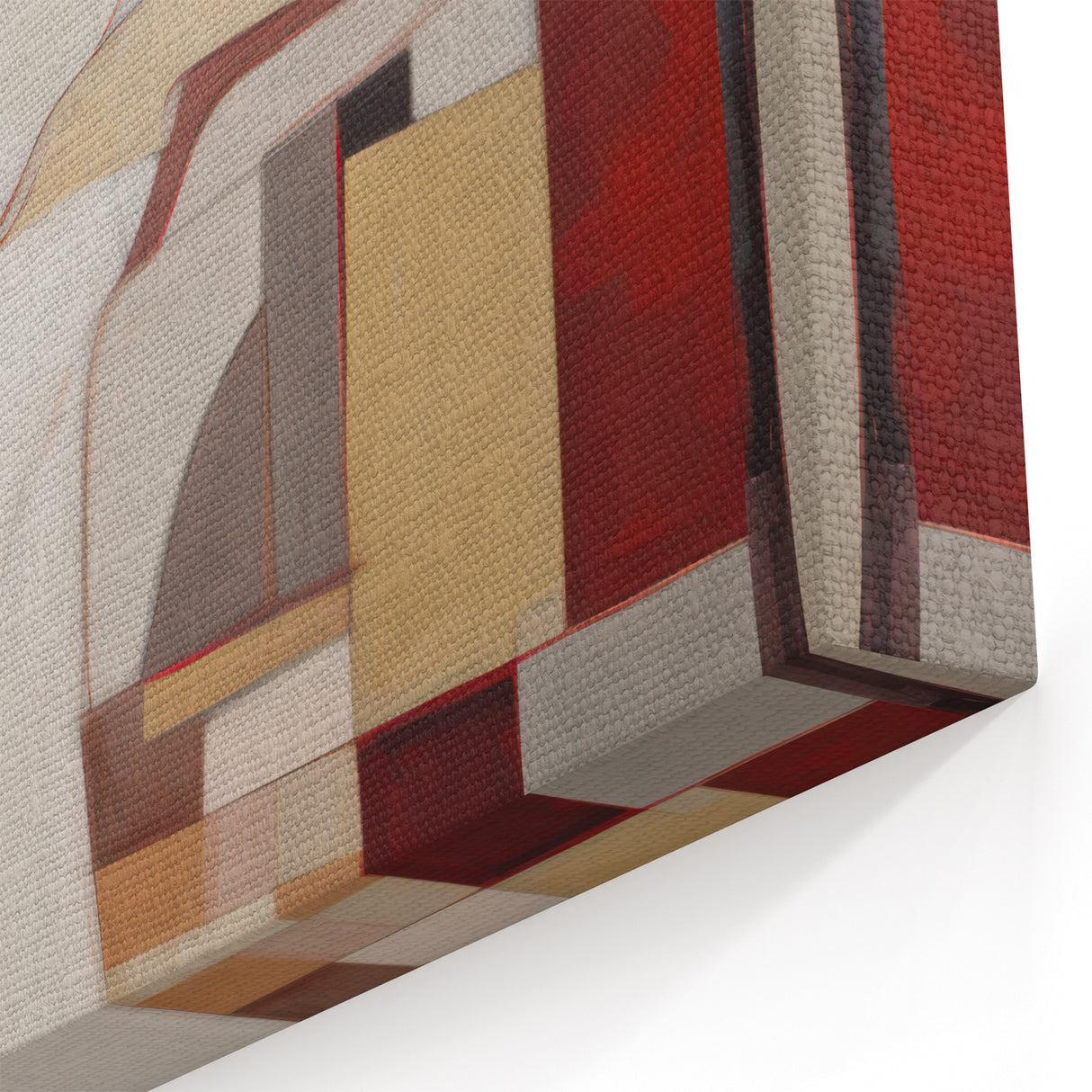 Modern Abstract Electric Art - Cubist Portrait Canvas - Beige Decor