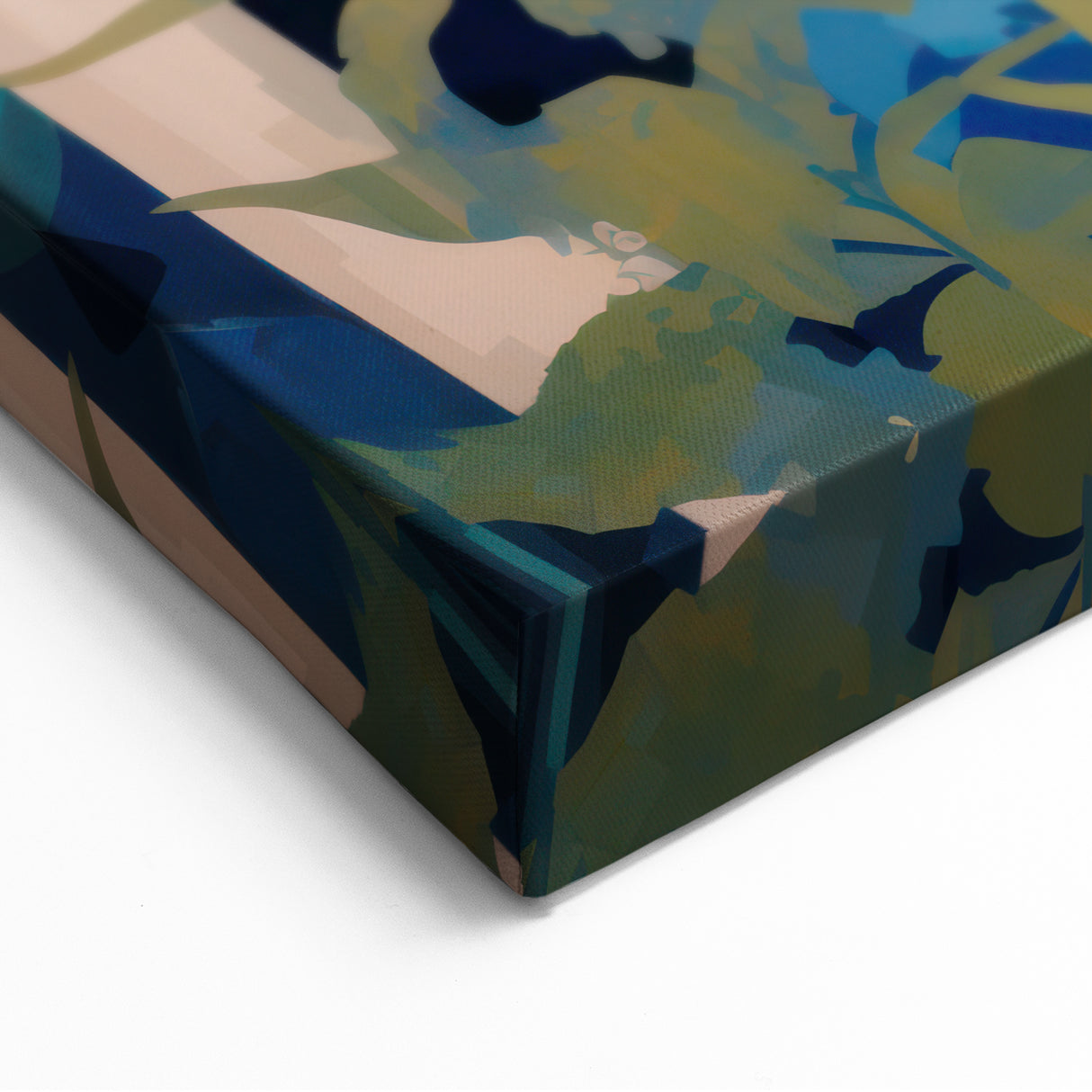 Electric Jungle Portrait Art - Vibrant Blue and Green Canvas Print