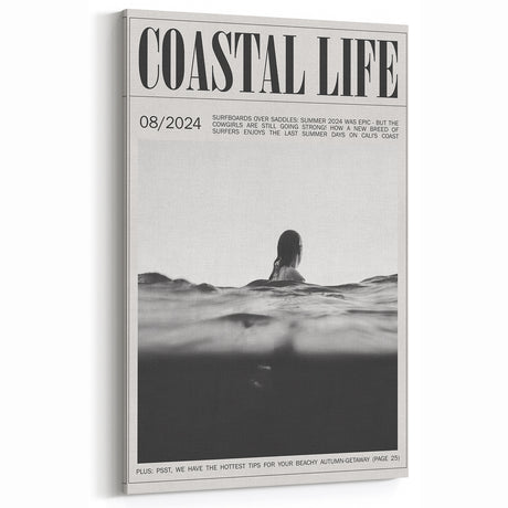 Coastal Wall Art - Surfer in Ocean Waves - Nautical Beach-Themed Print