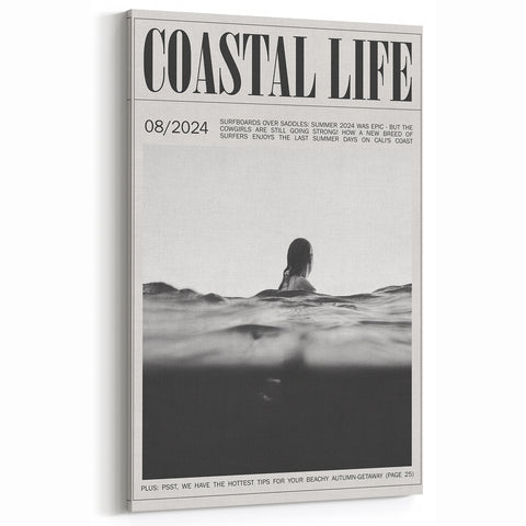 Coastal Wall Art - Surfer in Ocean Waves - Nautical Beach-Themed Print